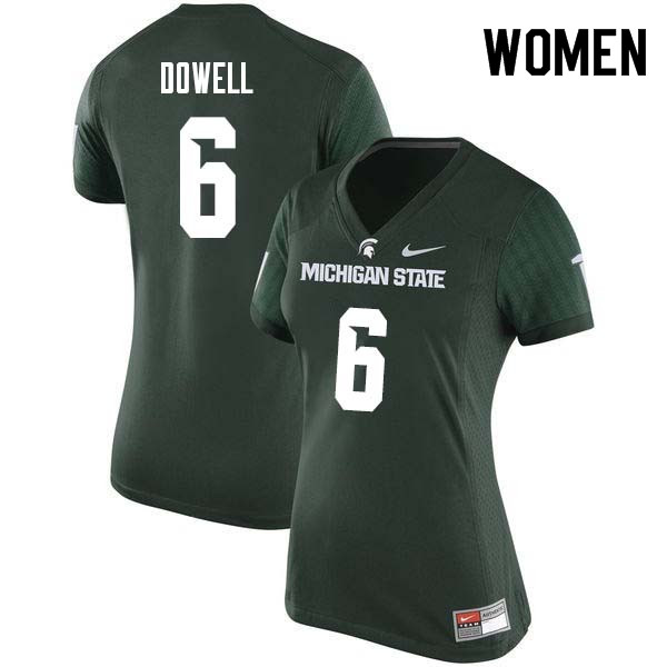Women #6 David Dowell Michigan State College Football Jerseys Sale-Green
